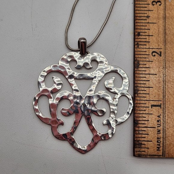 Silpada Eden Sterling Silver 925 Hammered Cut Out Pendant Necklace 18" + 2" - Picture 6 of 11